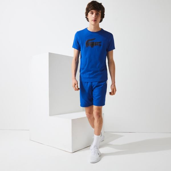 Lacoste SPORT 3D Print Crocodile Breathable Jersey T-shirt - Tričko Pánské Blankyt / Černé | CZ-Ngca